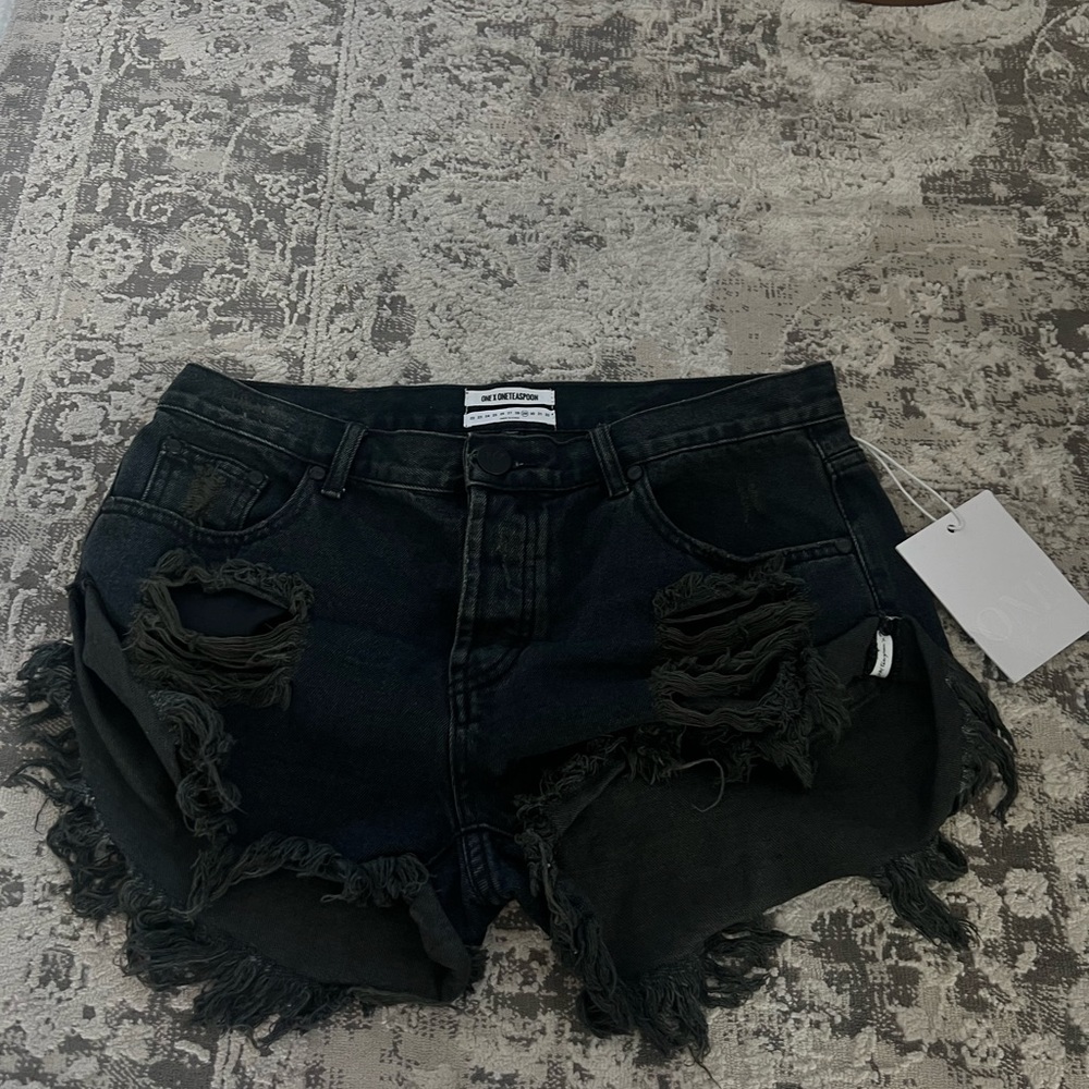 One Teaspoon Black Distressed Women's Shorts